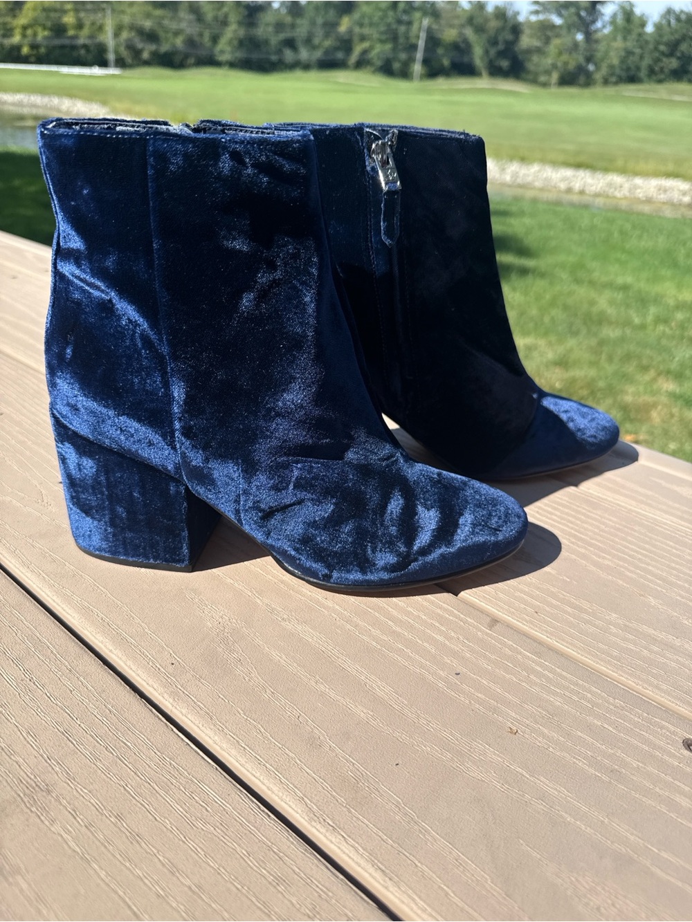 Women’s Sam Edelman Velvet Ankle Boots - Navy Blue